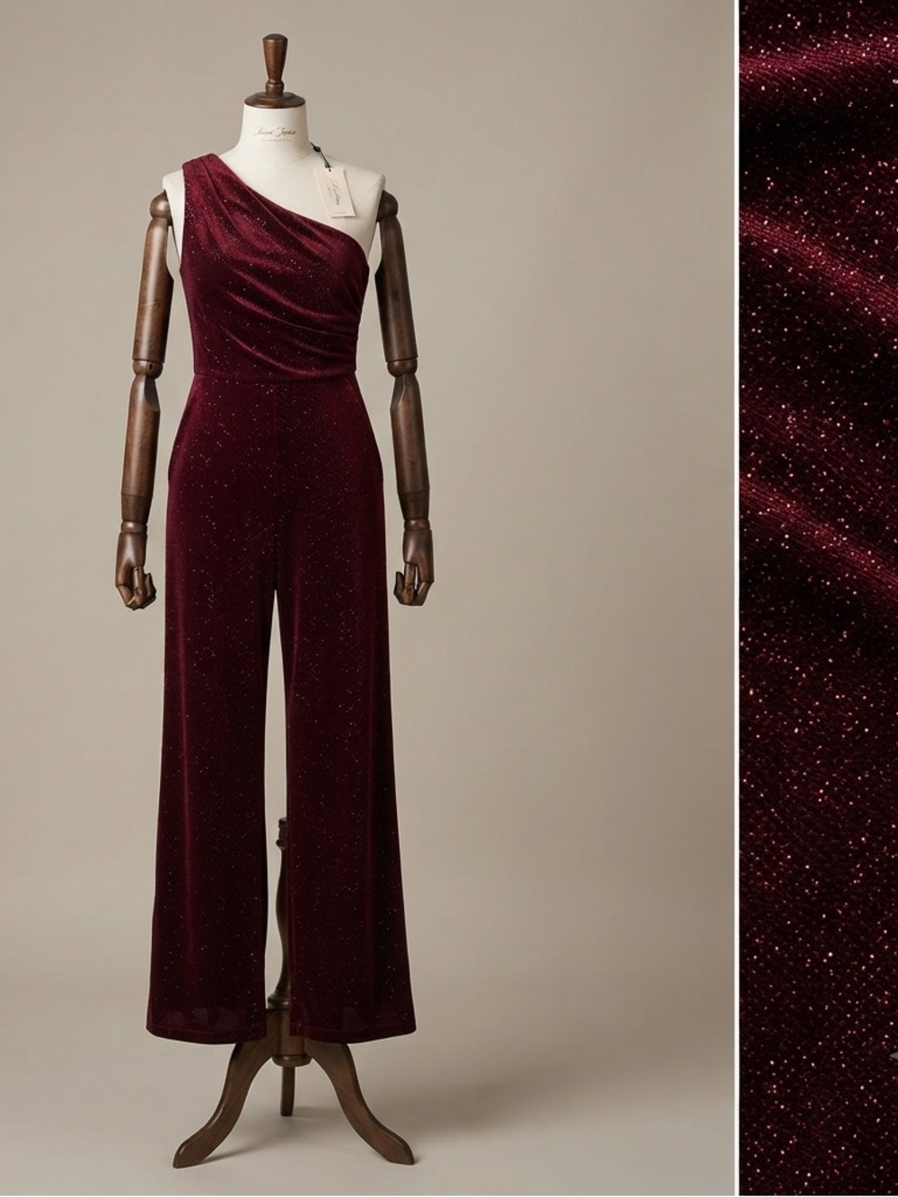 Elegant Red Velvet Jumpsuit